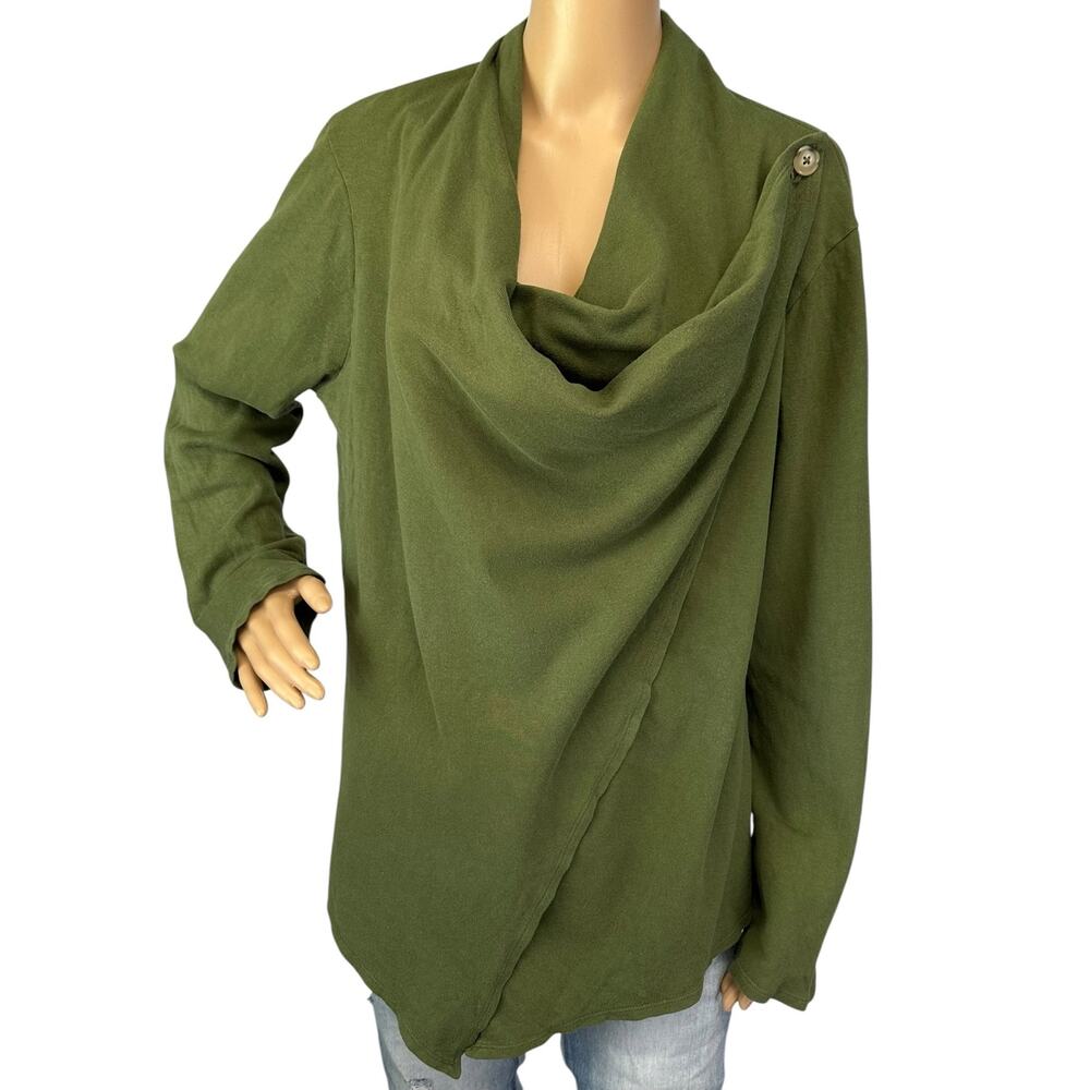 J. Crew Wrap Cardigan Sweatshirt Deep Moss Green AP849 Size L - Picture 3 of 12